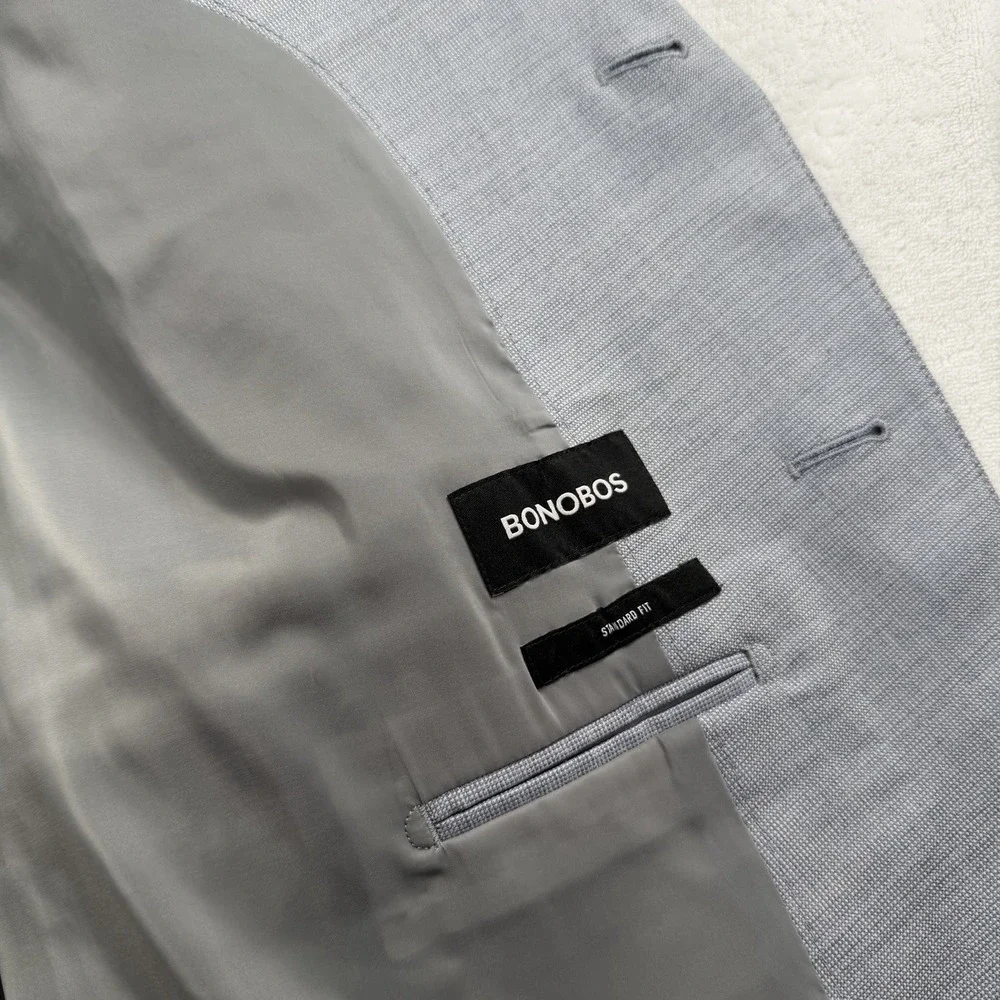Bonobos Hopsack Blazer Sport Coat 50S Light Blue Lightweight Wool Stretch